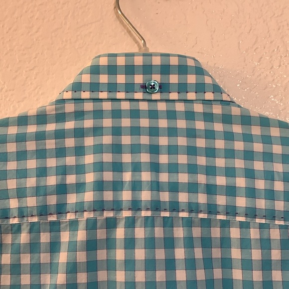 BERTIGO Plaid Shirt, Button Down, Long Sleeve, Purple Stitch details Sz. 5/NWOT - Picture 15 of 17